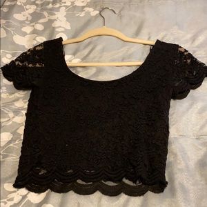 Cropped Black Lace Top